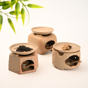 粗陶圆灶蜡烛熏香炉熏香灯香粉沉香香炉烤茶炉烤茶碟围炉煮茶器