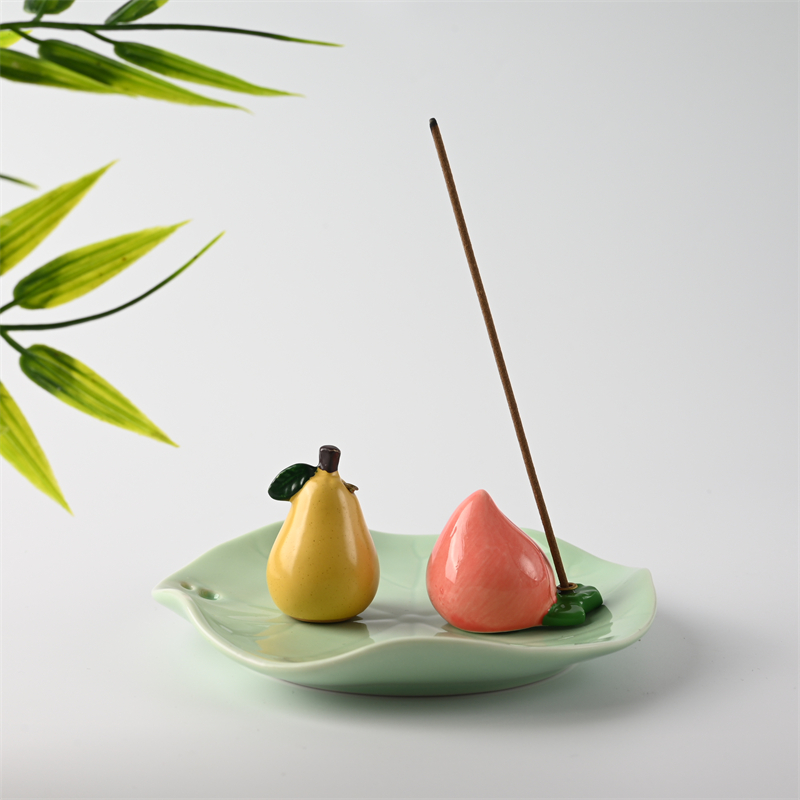 香炉小众高级感桃子鸭梨香插摆件