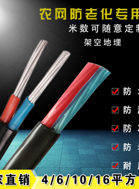 国标铝芯电线电缆黑色防老化室外进户6 10 16 25平方单芯农网铝线
