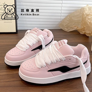 今年新款女童鞋子大童秋季学生板鞋冬天小众女款面包儿童运动鞋