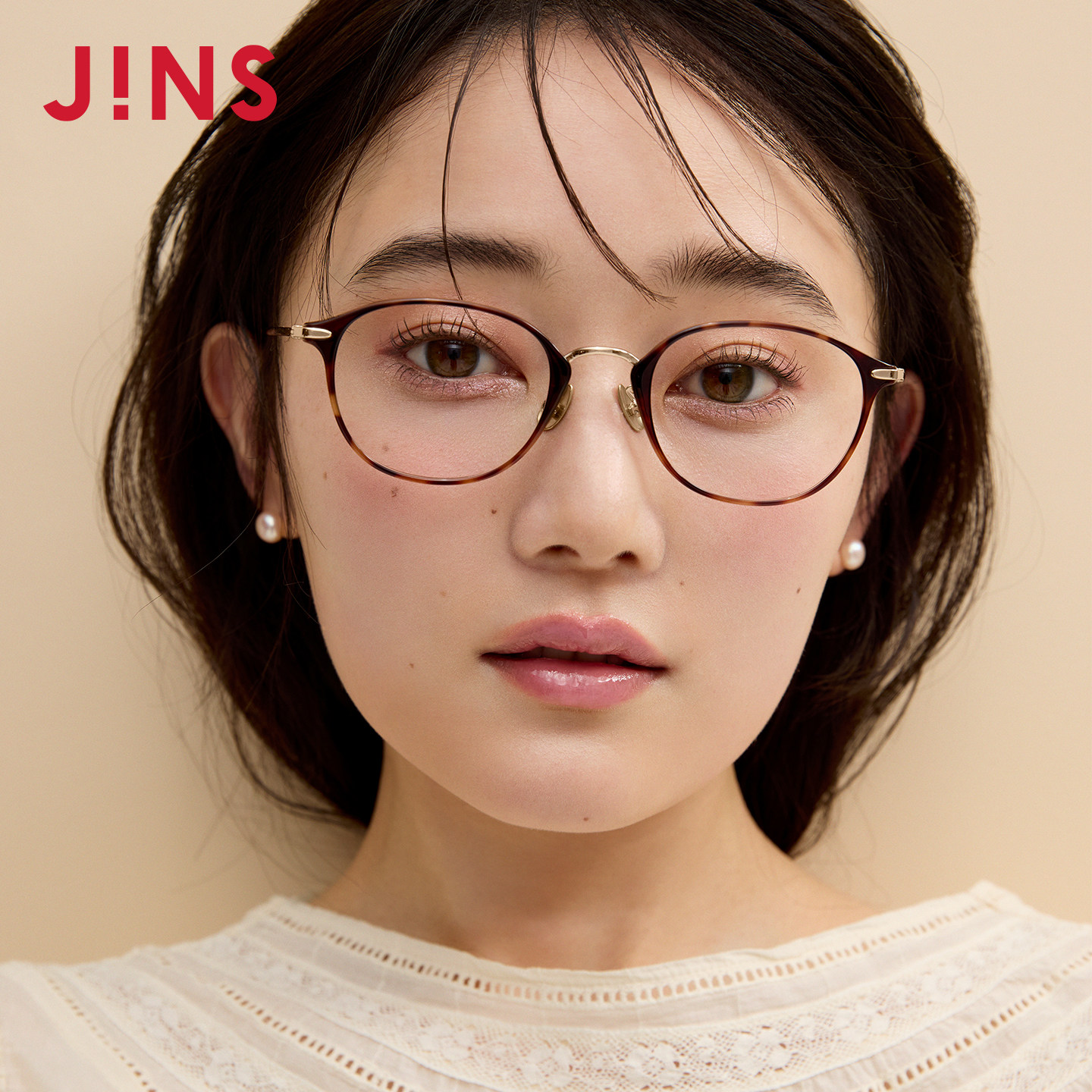 JINS睛姿近视眼镜女细圆框显瘦β钛架可加配防蓝光镜片UUF25