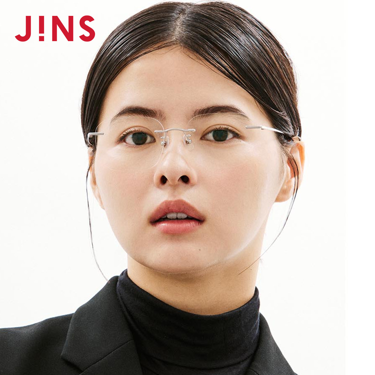 JINS睛姿近视眼镜轻时尚大方钛框无框可加配防蓝光镜片UTP26A021