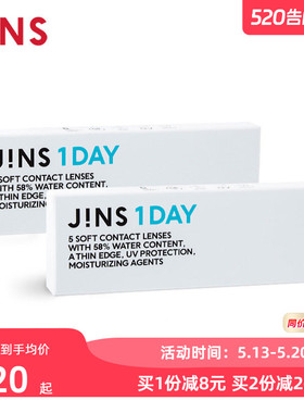 JINS睛姿隐形眼镜JINS 1DAY日抛型淡蓝色舒适保湿近视眼镜5片装