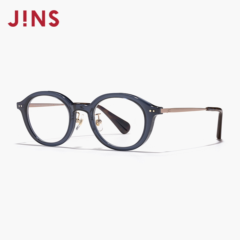 JINS睛姿含镜片复古圆框眼睛显大近视镜可配防蓝光镜片LRF24S019