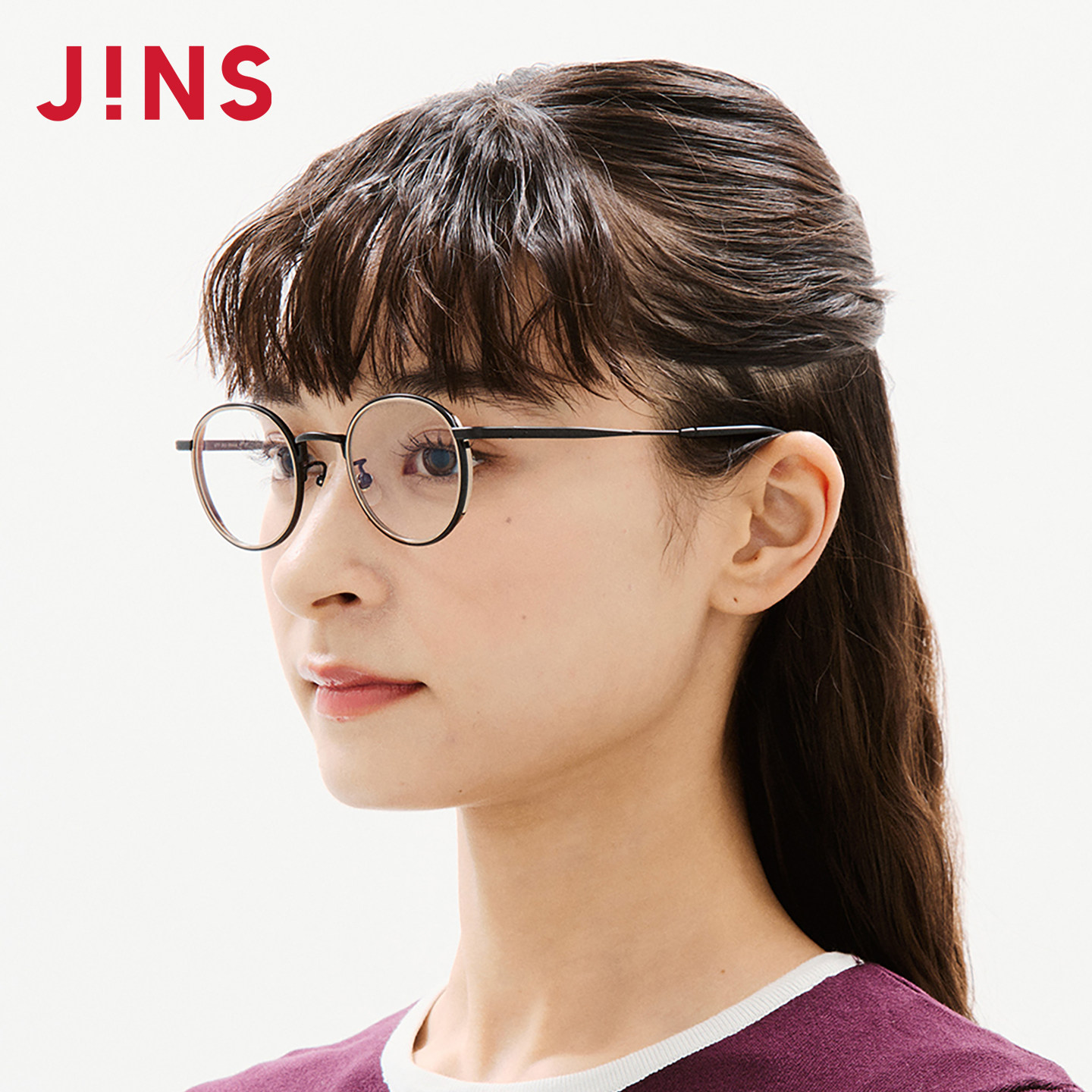 JINS睛姿女复古近视镜可加配镜片