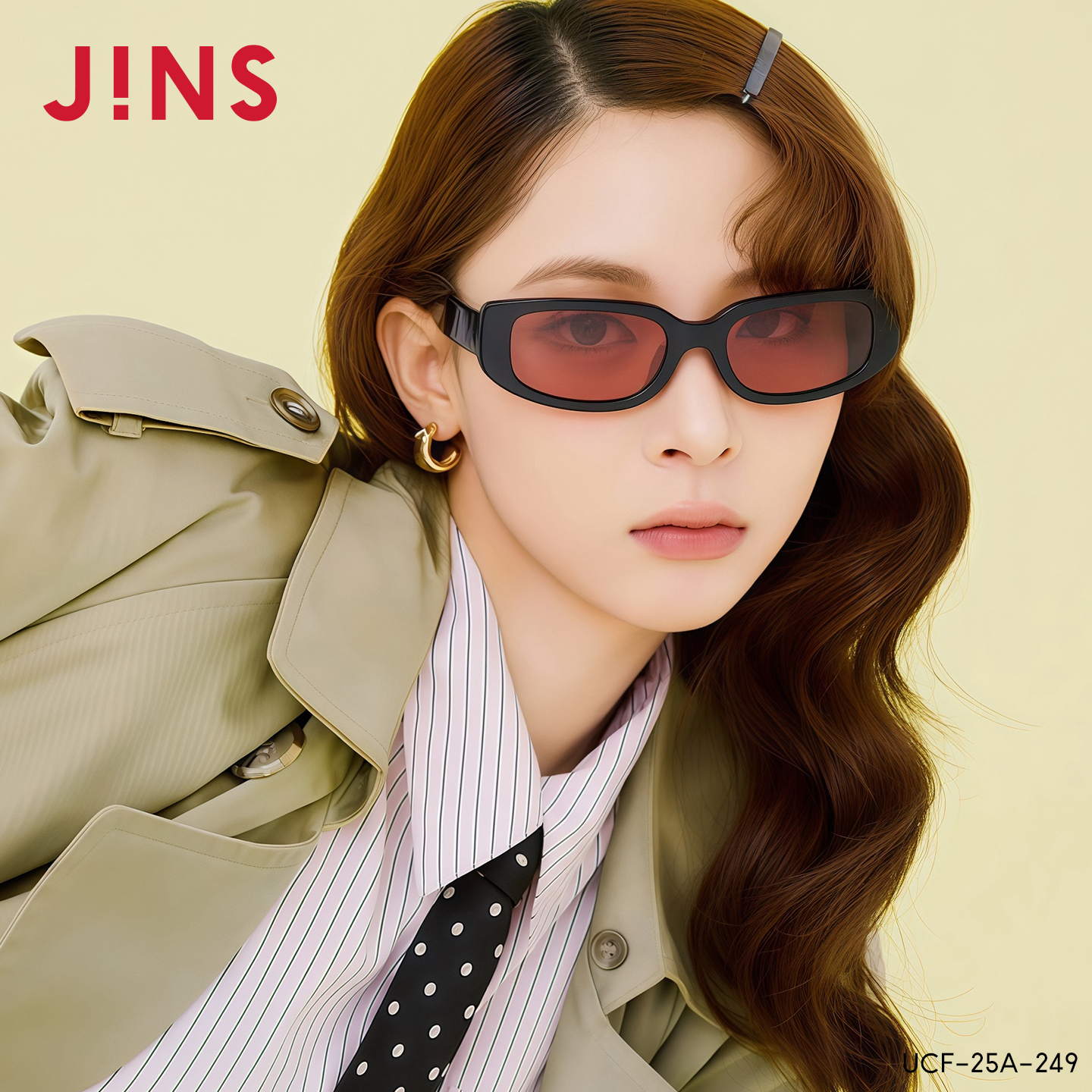 JINS睛姿太阳眼镜板材时尚窄方框男女墨镜防紫外线UCF25A249