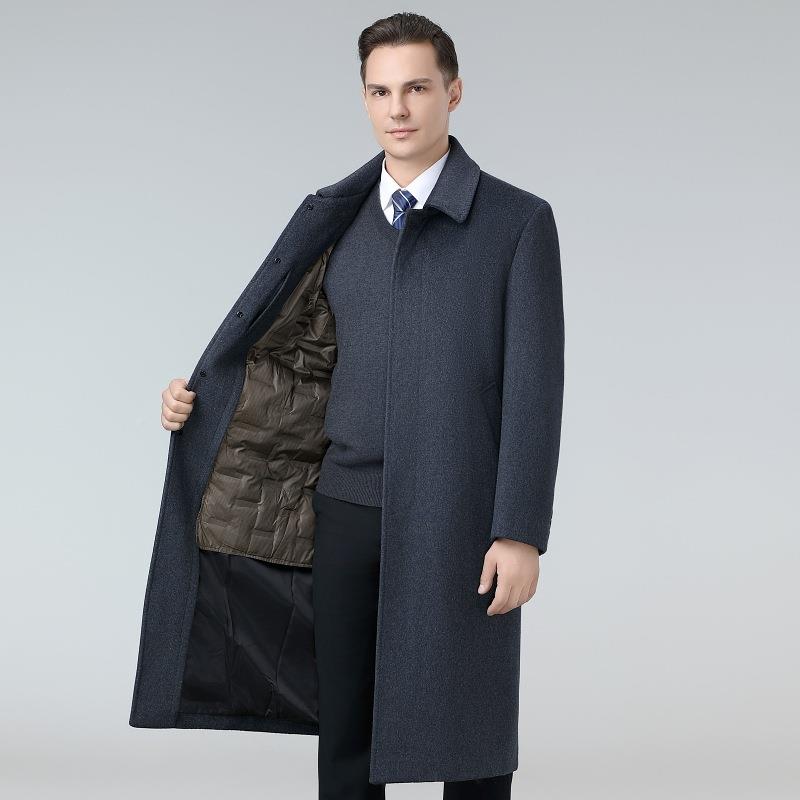 羊子绒大衣男绒内胆士呢外套冬季过膝长2396-239款羊毛风衣羽加厚