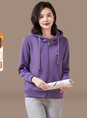加绒84555卫衣女秋冬新款加连外套帽厚宽松百搭洋休闲长气袖上衣