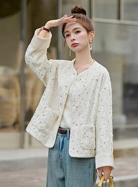 新中式松重工E961-072刺绣外套亮女秋季新款国风片宽短百搭上衣