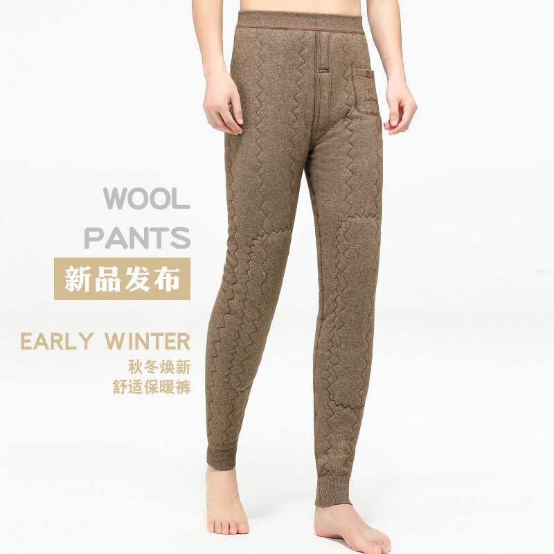 保冬季高羊绒裤男士加绒厚XIZ腰护腰护膝打底加裤暖紧身羊毛线裤