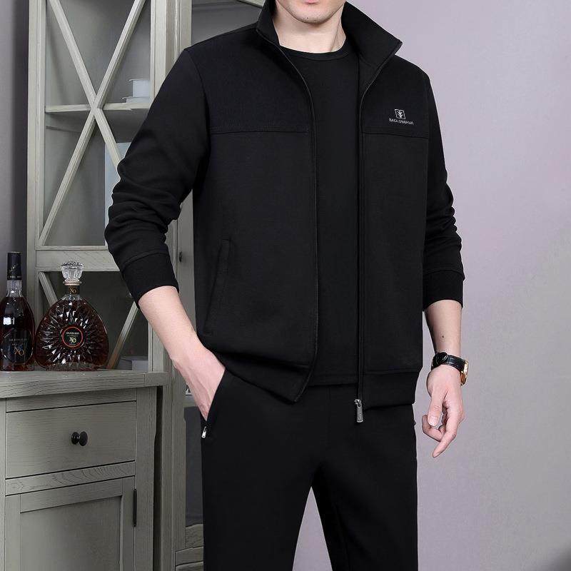 运季动套装男爸士春秋大码爸装三件套老中年运动服健身休闲套6799
