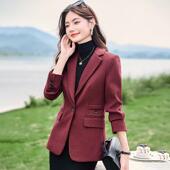酒红色小西装 外套女AL826605春个秋款 高端气身质修小新子职场通勤