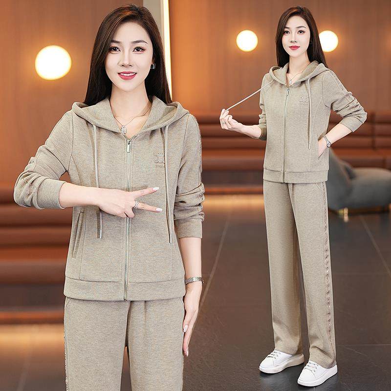 新款运时尚休闲动套宽装女秋款大码966602松卫春衣外套阔腿裤两件,运动服/休闲服装,运动套装,淘宝优惠券,粉丝福利购,淘宝优惠卷