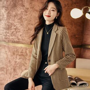 秋冬新AL682483款千格小西装外套中时长款尚气质高级感鸟闲今年休