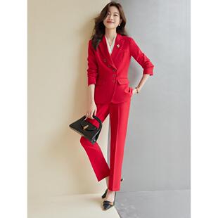 蓝色端西装职西场干练气质高服级感AL735497套装主持人礼服高工服