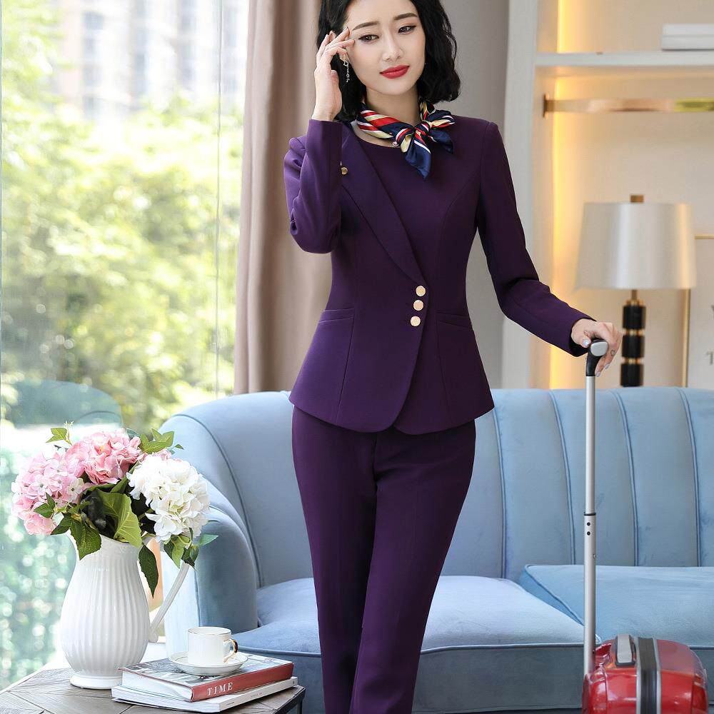 务秋冬职业装女酒店服员餐制服西装套装作时尚678空姐美容师工厅