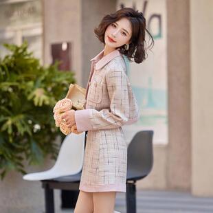 裙YJ1325女装 时色尚休款 新款 秋季 小香风粉短外套半两件套裙 闲套装