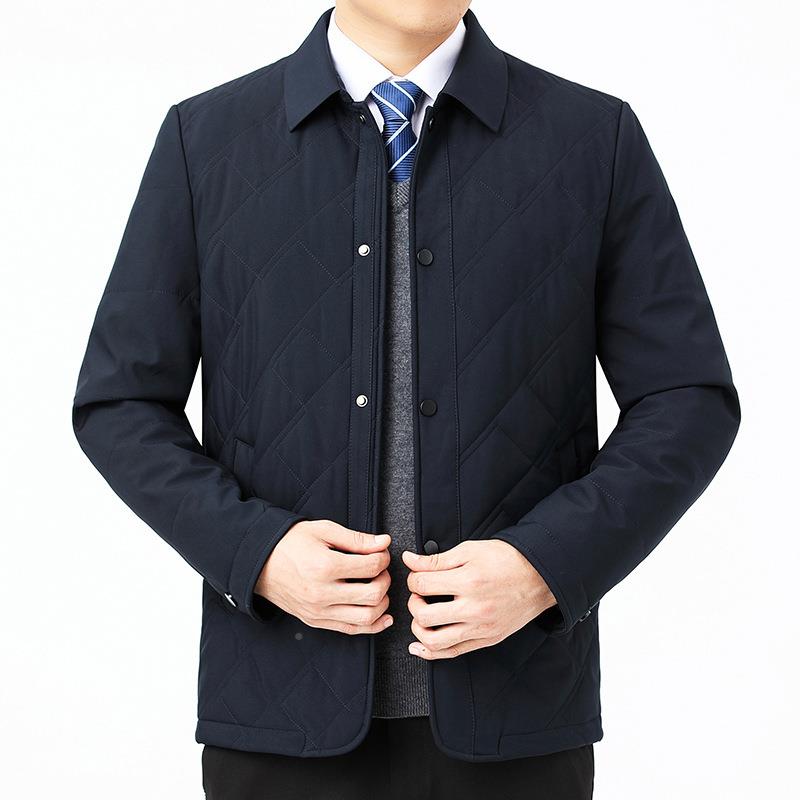 中年棉衣男翻装领2183加厚棉服冬装外套老年爸爸中桑蚕丝棉袄