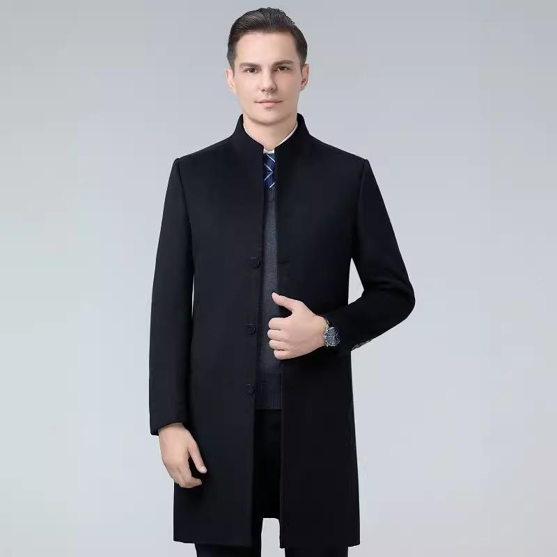 面呢大衣冬韩版季羊毛外套长款商务绒中青D2156-PP年新款双毛羊呢