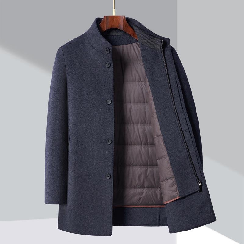 冬季双面羊绒大衣中男士两呢件套加厚11518-PP爸羽绒年内胆羊毛外