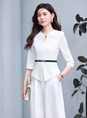 质女神范时式尚套装春秋新款法媛收腰显瘦YR-88526名领衣阔气腿裤