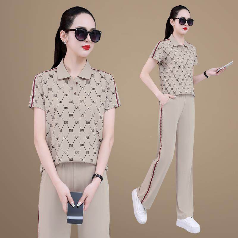 年轻妈运薄动套妈装套女夏季新款时尚大码冰丝9012884两件红色,运动服/休闲服装,运动套装,淘宝优惠券,粉丝福利购,淘宝优惠卷