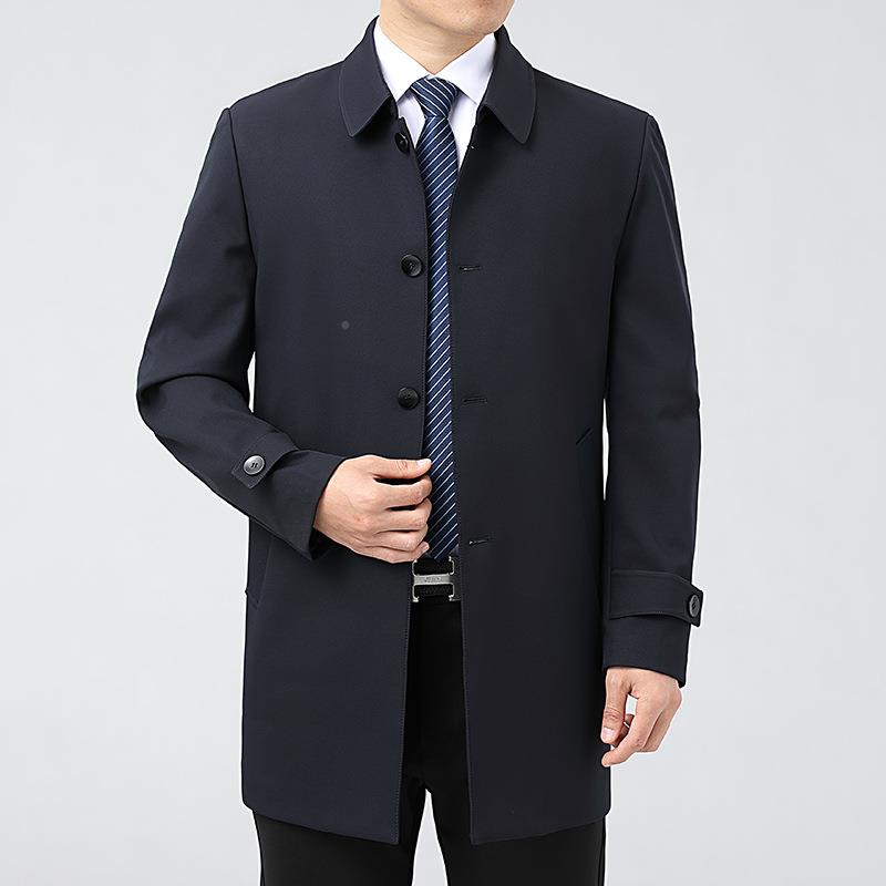 2156-U秋上季新款品牌男装风衣中年男士纯色外套休风爸衣闲爸夹克