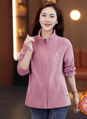 冬季外女加绒加套PYY厚抓绒上衣年闲新款休卫衣女士摇粒绒内胆衣