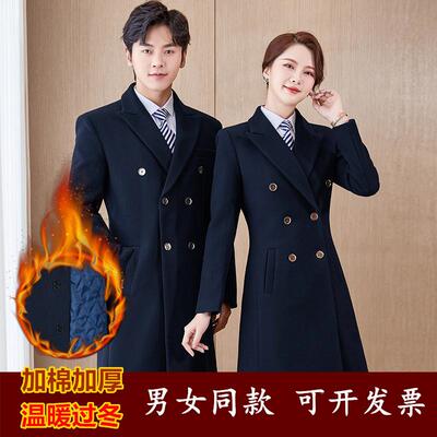 夹棉加毛外套男女同职款业呢子大衣呢秋AL628639工装珠厚宝店酒店