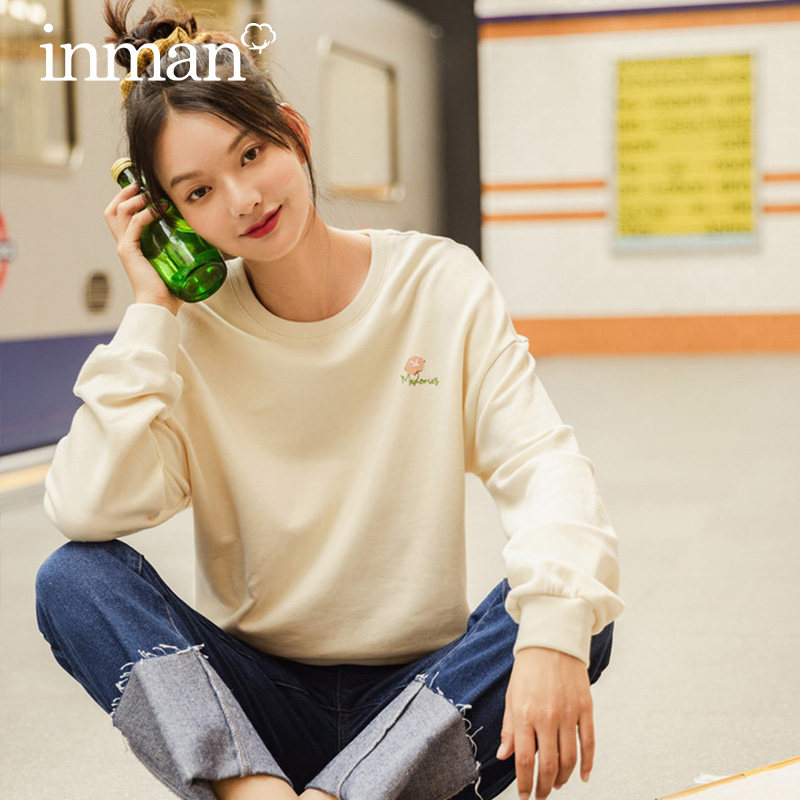 茵曼套头卫衣女2020秋冬新款ins潮网红学生宽松上衣纯棉无帽外套