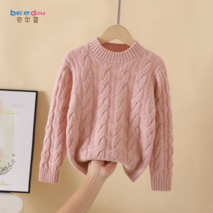 儿童秋冬加厚100%羊毛衫女童男童毛衣圆领针织衫羊绒打底新款宝宝