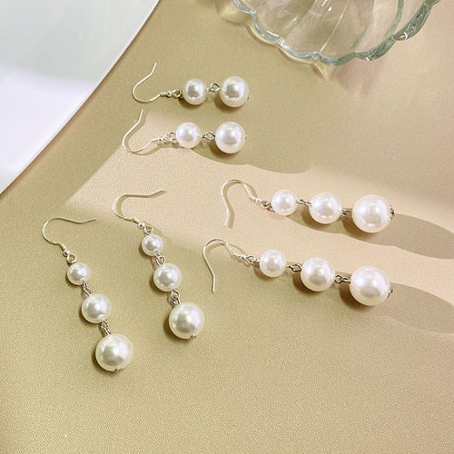 日韩女925纯银挂钩珍珠耳环