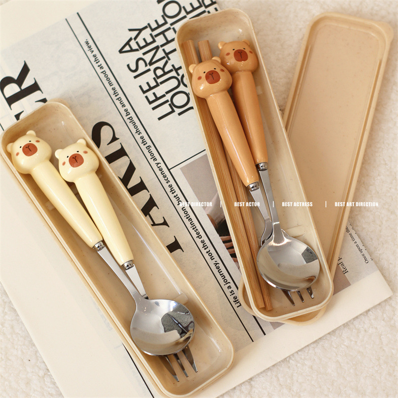 可爱勺子卡通动物餐具套