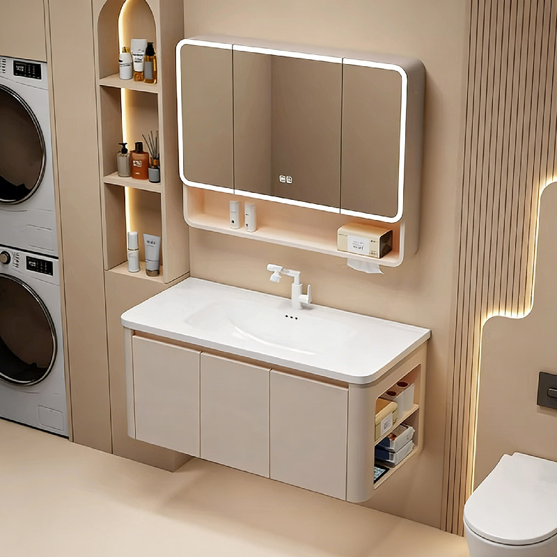 广东佛山卫浴柜洗漱台陶瓷一体盆马桶侧边收纳浴室柜卫生间洗手盆