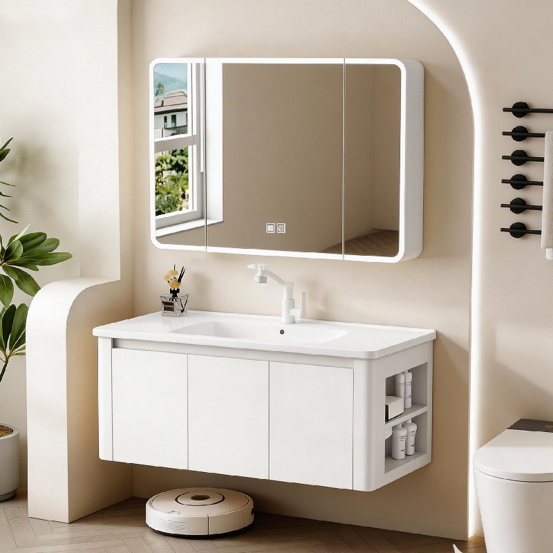 广东佛山卫浴柜洗漱台陶瓷一体盆马桶侧边收纳浴室柜卫生间洗手盆