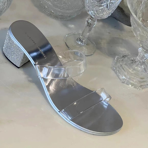 gz中跟欧美水钻透明一字带女拖鞋