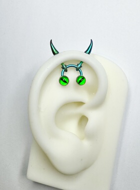 红魔 绿魔 阳极氧化改色款原创钛合金恶魔钉双耳轮钉