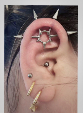原创钛合金解构恶魔耳桥小众设计耳钉耳环