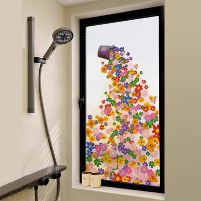 厨房卫生间卡通玻璃膜防窥磨砂