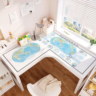 世界地图转角电脑工作桌垫拐角L型小学生学习书桌垫子写字台桌布