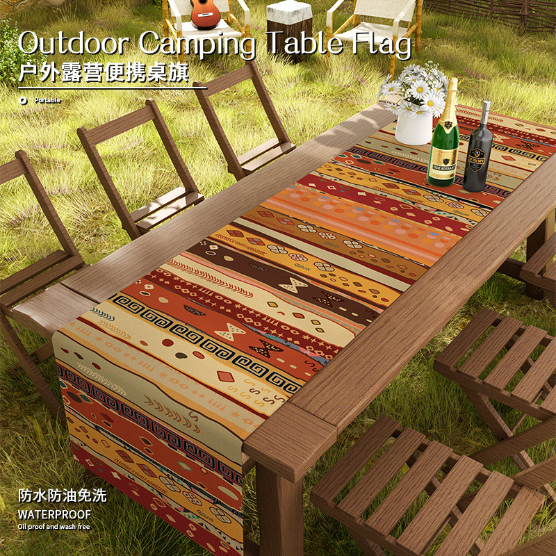 新款波西米亚桌旗露营桌布防水