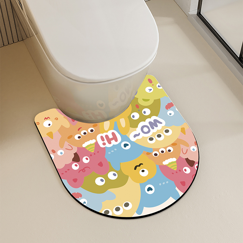 马桶u型地垫硅藻泥吸水垫子卫生间厕所防水防滑脚垫坐便地贴地毯