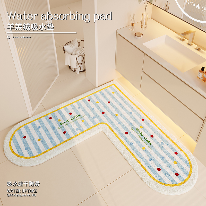 浴室地垫L型转角防滑毛绒吸水垫
