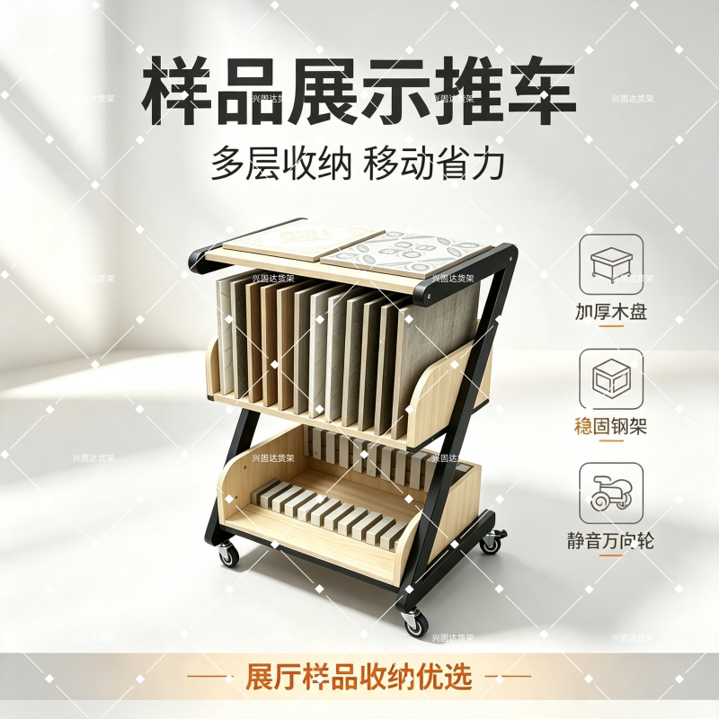 全屋定制Z型色板展示架推车带轮图片