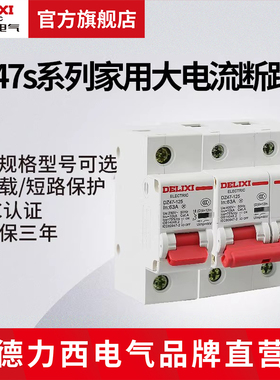 德力西电气断路器 dz47大电流100a大功率家用电闸开关D型空气开关