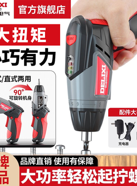 德力西电气电动螺丝刀家用充电式螺丝批小型迷你起子锂电电钻工具