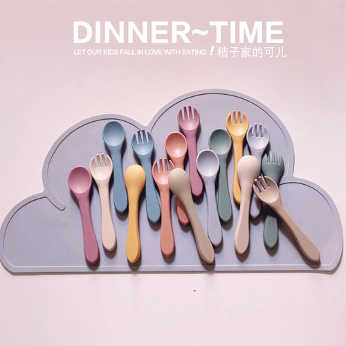 桔子家的可儿叉勺食品级硅胶耐摔