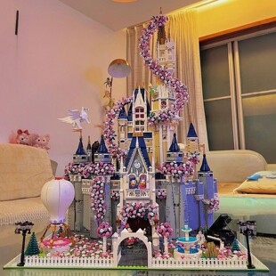 迪士尼公主城堡积木女生高颜樱花束建筑模型系列拼装玩具新年礼物