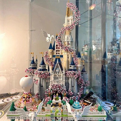 迪士尼公主城堡积木女生高颜樱花束建筑模型系列拼装玩具生日礼物