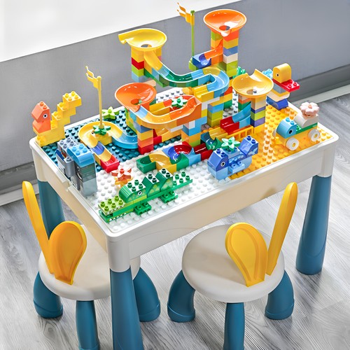 儿童积木玩具益智拼装桌子大颗粒拼图3到6岁2025新款多功能游戏桌